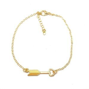 Dainty Gold Heart Arrow Charm Bracelet